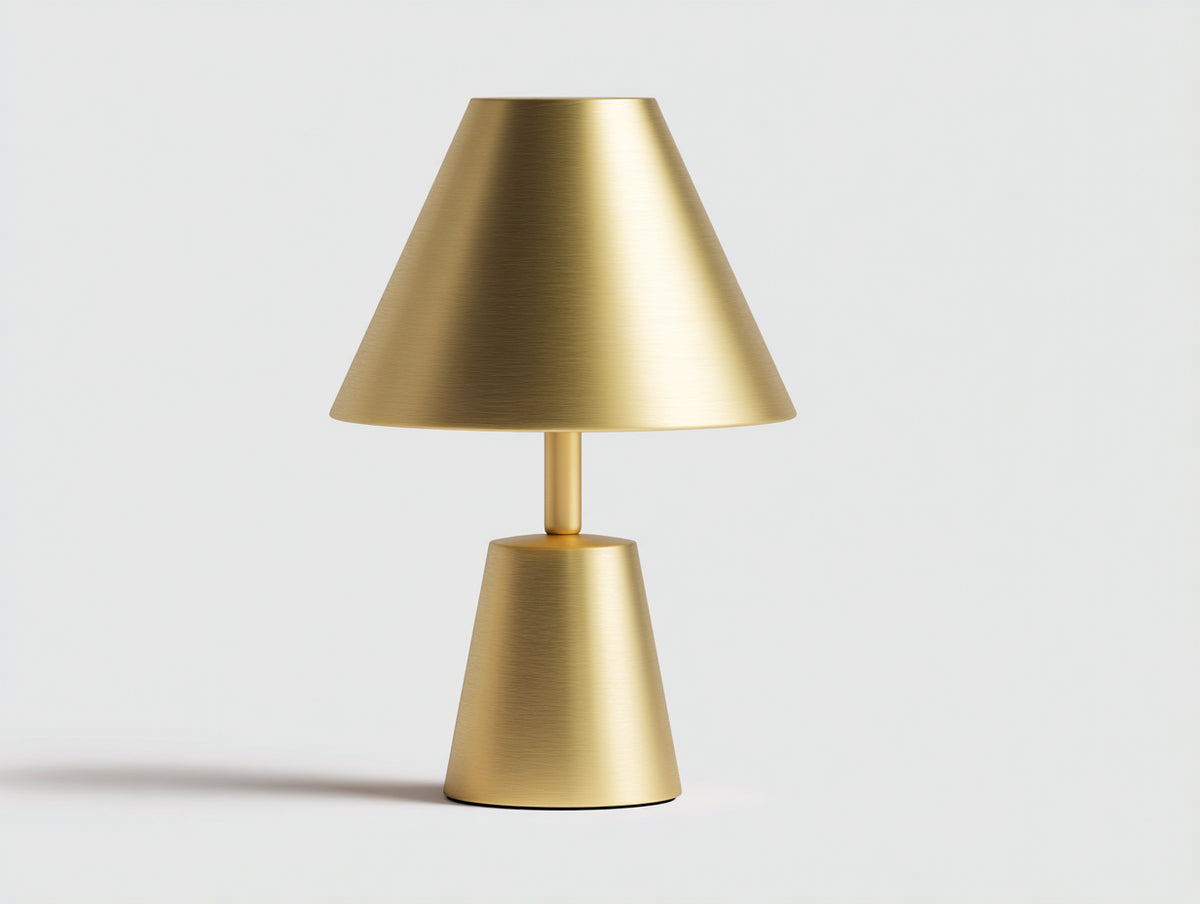 Lampe de bureau 30×30×52 cm - métal doré - abat-jour conique pour chambre à coucher
