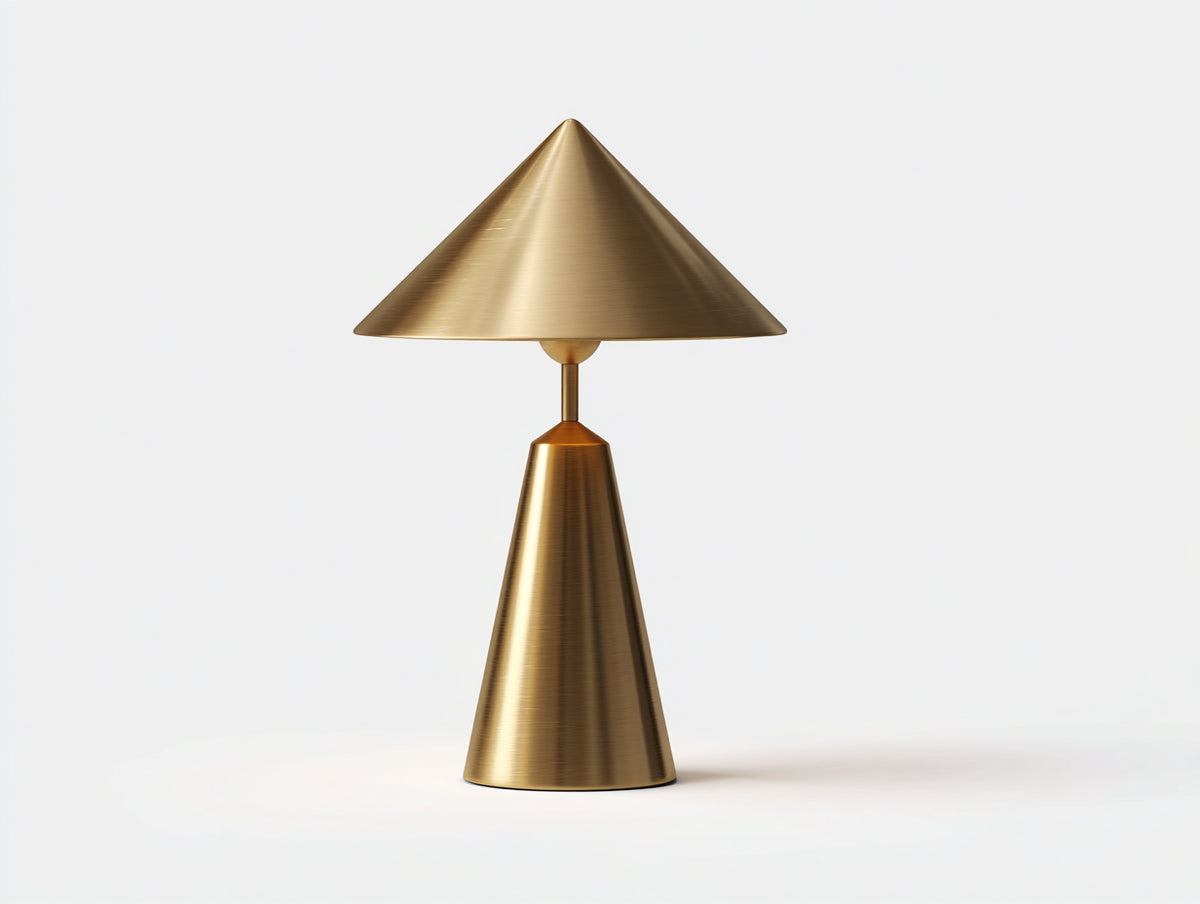 Lampe de bureau 36×36×55 cm - métal effet laiton doré - abat-jour conique pour chambre à coucher