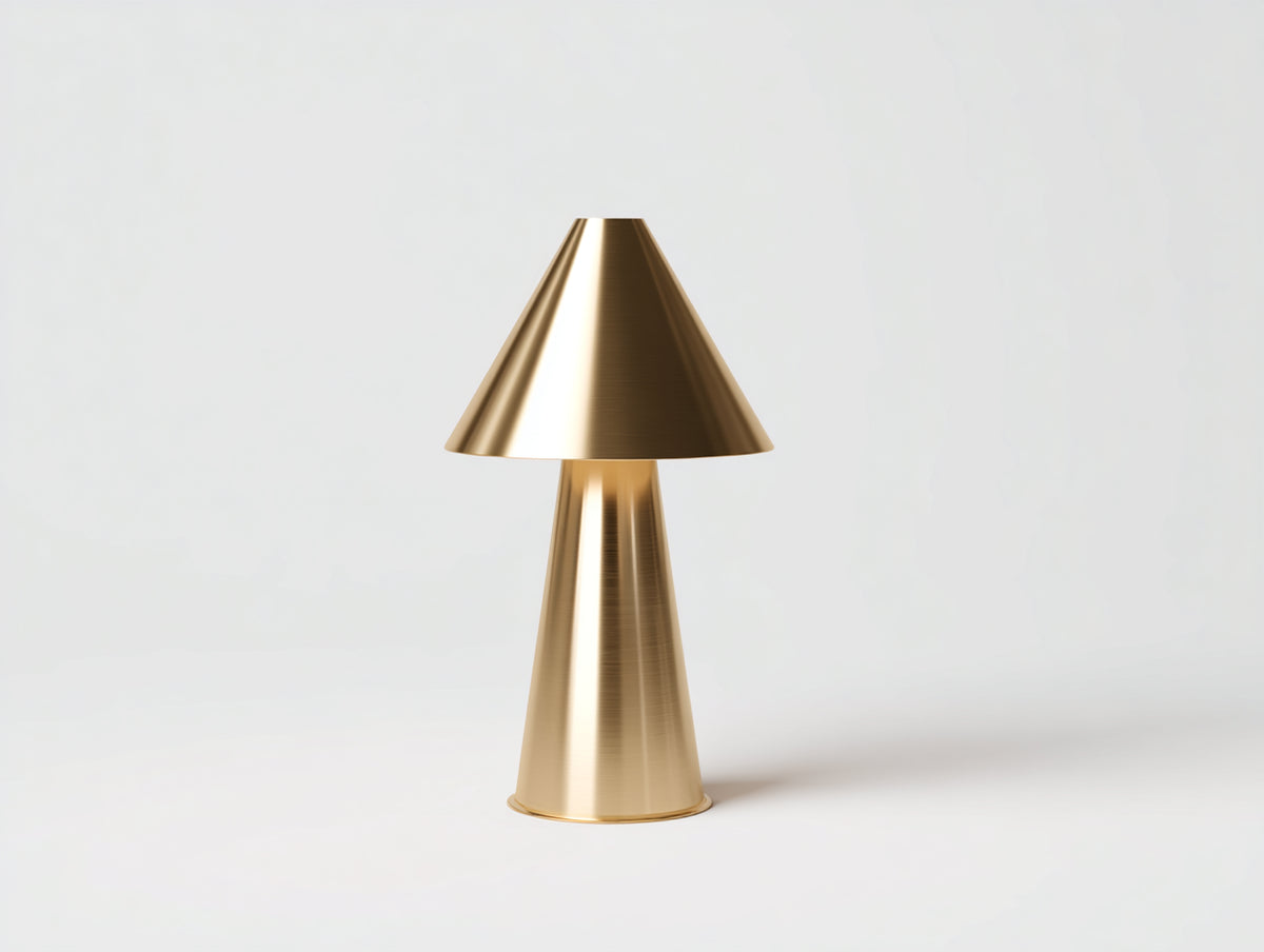 Lampe de bureau 28×28×48 cm - métal doré - abat-jour conique pour chambre à coucher