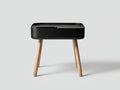 Table d'appoint 55×40×55 cm - plateau noir mat et pieds en bois naturel - rebords intégrés pour chambre à coucher