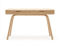 Console 120×45×78 cm - bois de chêne naturel - 2 tiroirs et pieds courbés pour chambre à coucher