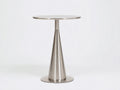 Table d'appoint ronde 50×50×68 cm - acier inoxydable argenté - pied conique pour chambre à coucher