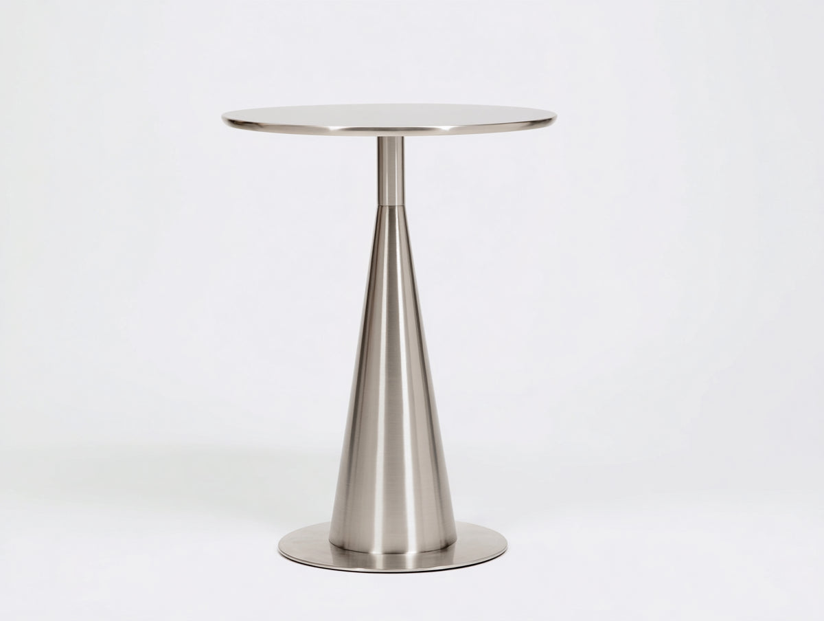 Table d'appoint ronde 50×50×68 cm - acier inoxydable argenté - pied conique pour chambre à coucher