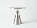 Table d'appoint ronde 50×50×55 cm - acier inoxydable argenté - pied conique pour chambre à coucher