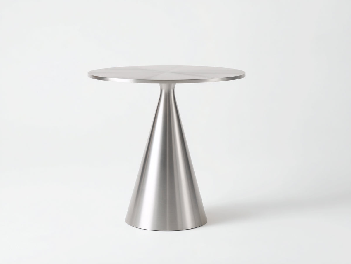 Table d'appoint ronde 50×50×55 cm - acier inoxydable argenté - pied conique pour chambre à coucher