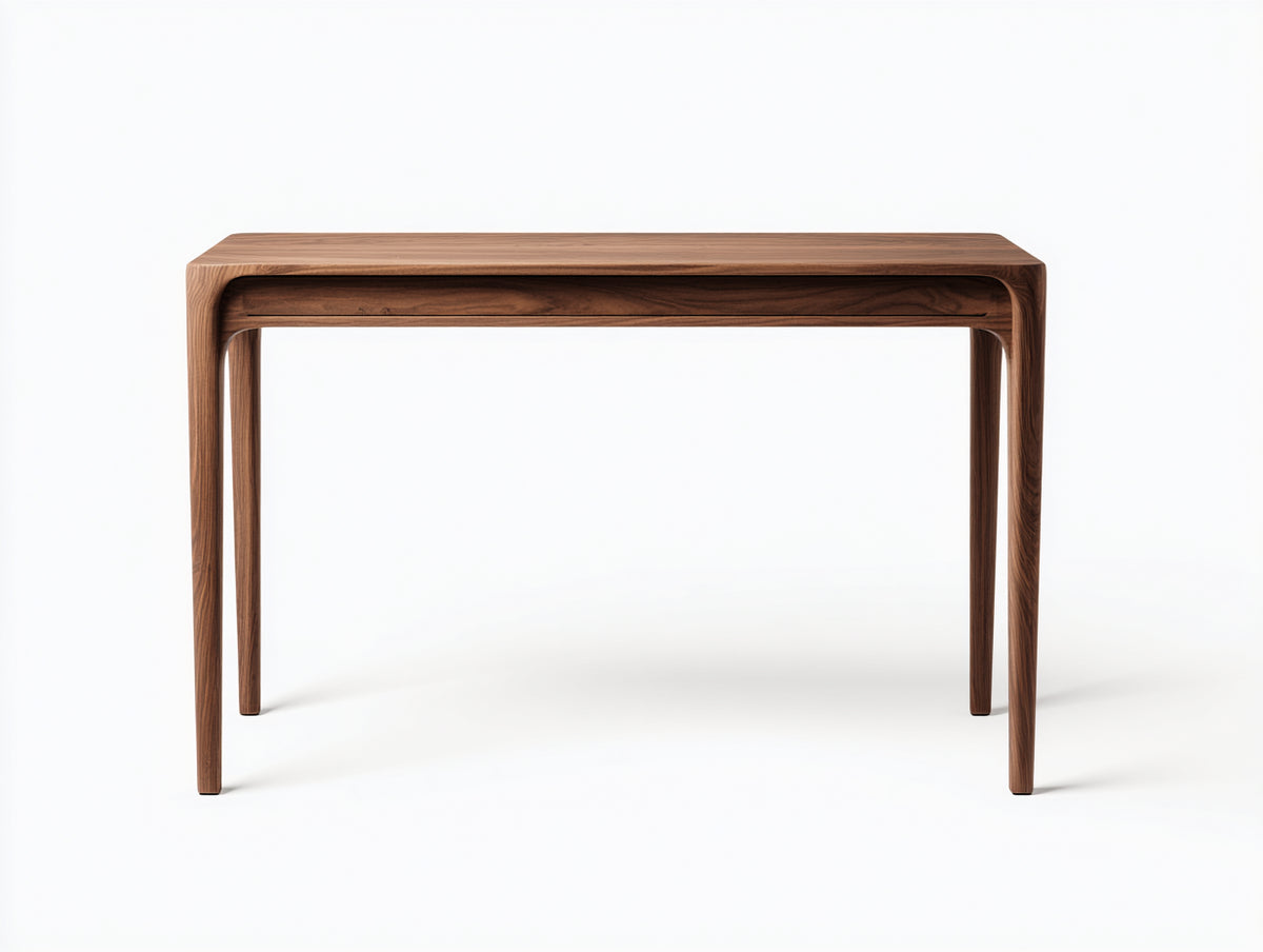 Console en bois noyer 120×40×78 cm - finition brun naturel - style contemporain pour chambre à coucher