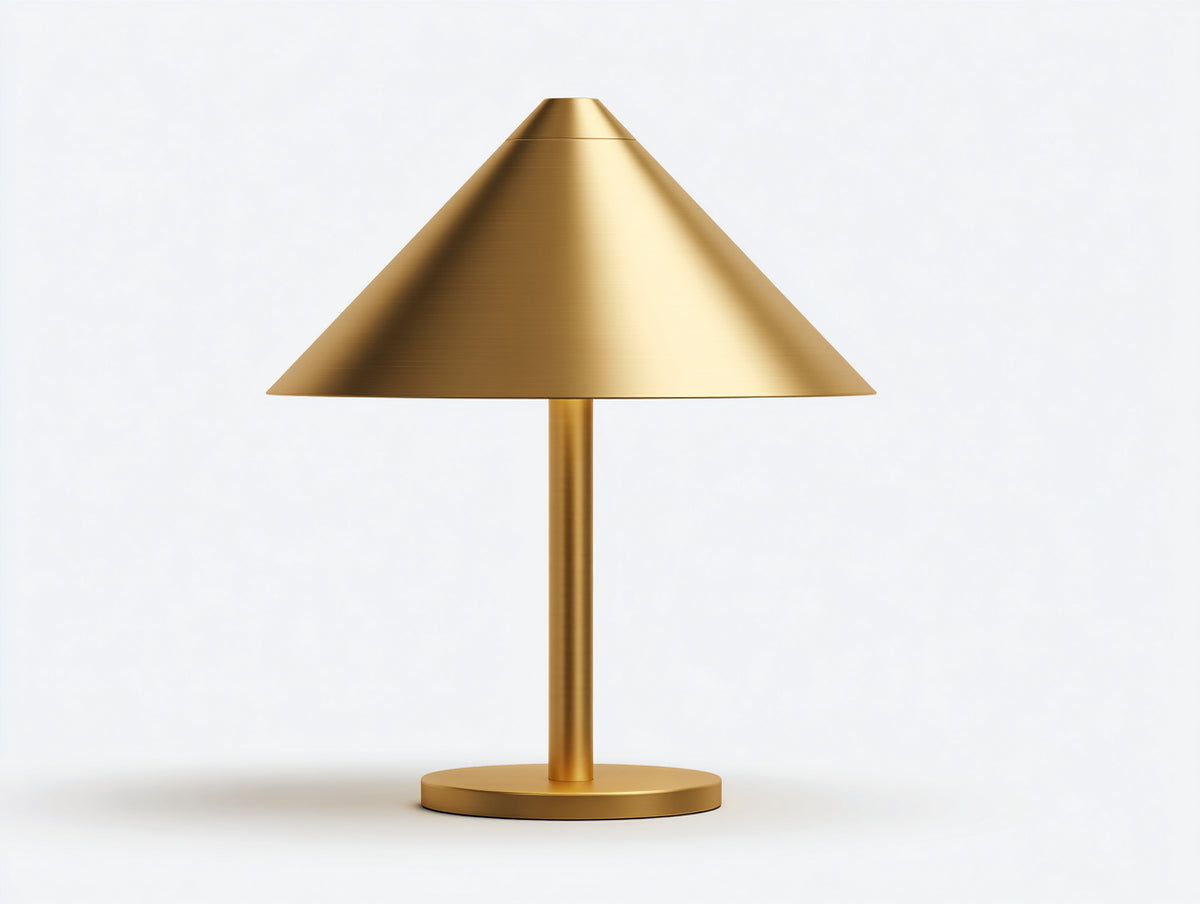 Lampe de bureau 36×36×52 cm - métal finition laiton doré - base ronde et abat-jour large pour chambre à coucher