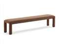 Banc rembourré 200×45×43 cm - revêtement textile brun cacao - design linéaire moderne pour chambre à coucher