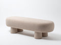 Banc tapissé 150×45×42 cm - tissu bouclé écru - assise épaisse style contemporain pour chambre à coucher