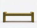 Banc rembourré 150×50×58 cm - tissu texturé vert olive - accoudoirs cylindriques pour chambre à coucher