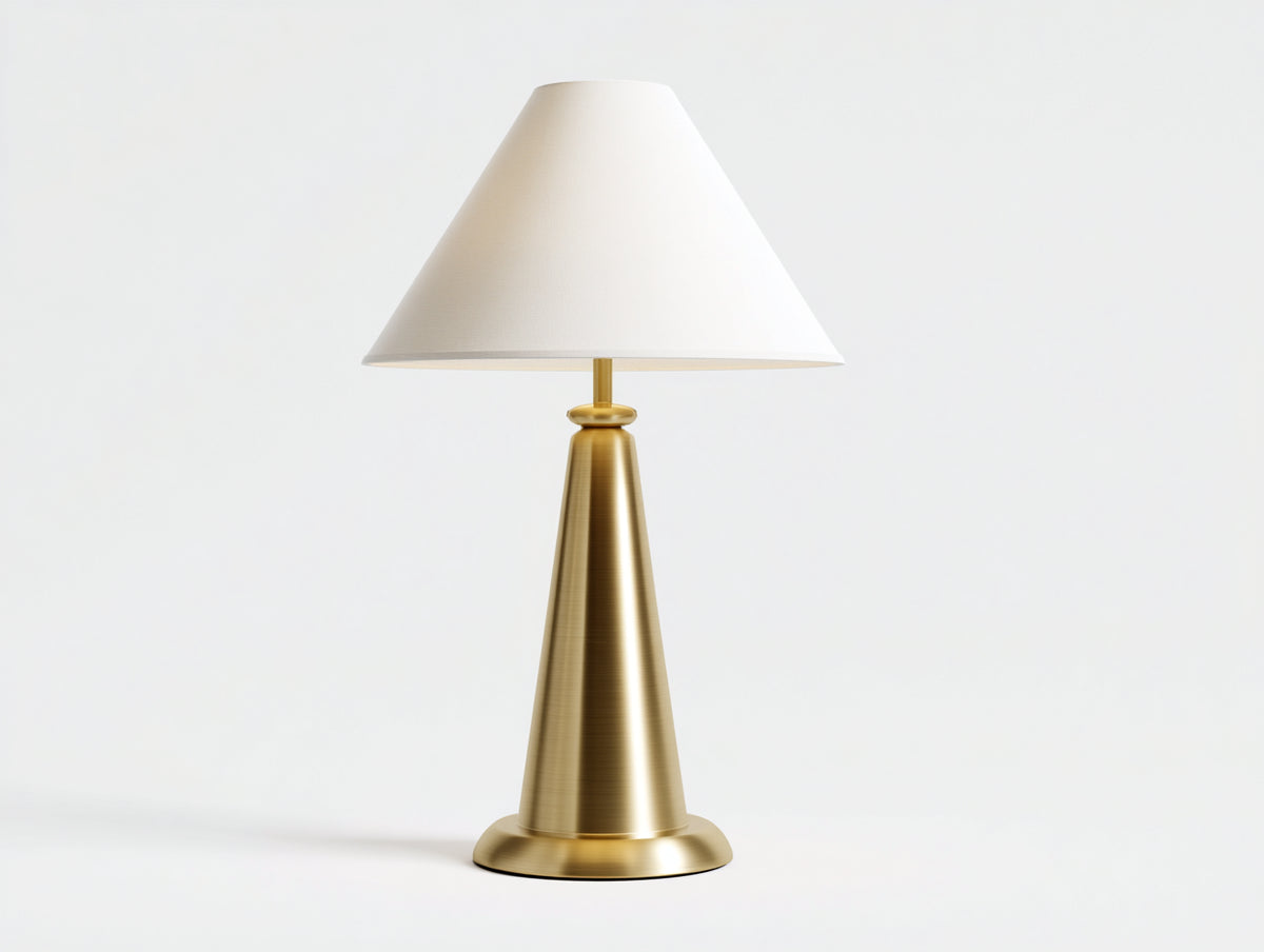 Lampe de bureau 36×36×55 cm - métal doré et abat-jour blanc - style classique pour chambre à coucher