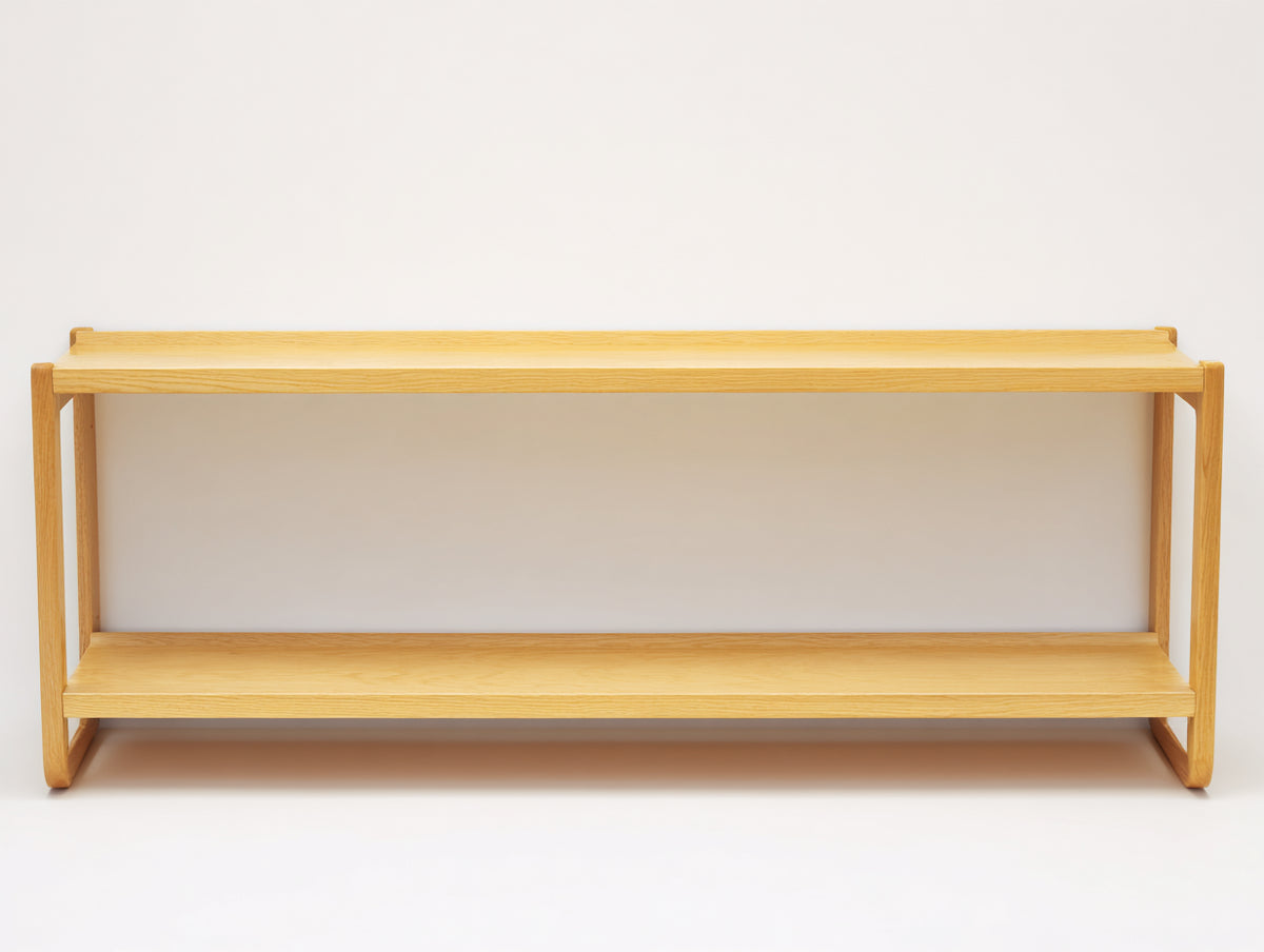Console 140×38×75 cm - bois clair - plateau long et tablette basse pour chambre à coucher