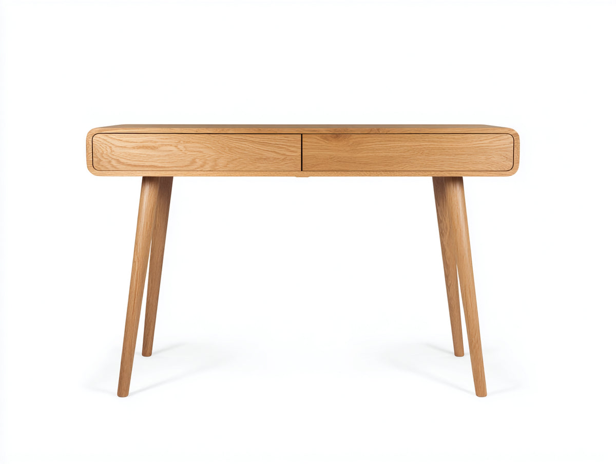 Console 110×40×76 cm - bois de chêne naturel - 2 tiroirs sans poignée pour chambre à coucher