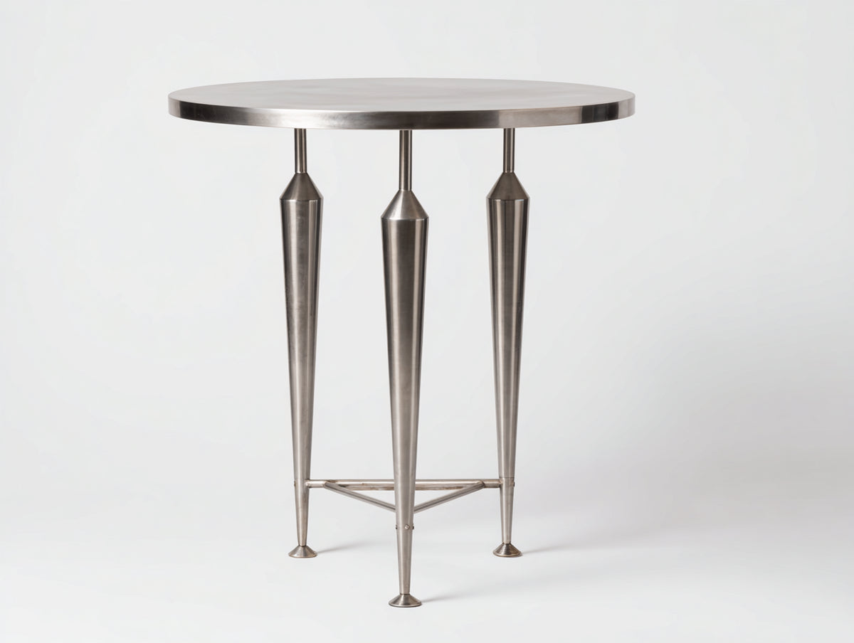 Table d'appoint ronde 55×55×62 cm - acier inoxydable argenté - structure à trois pieds pour chambre à coucher