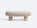 Banc rembourré 140×48×42 cm - tissu bouclé beige crème - assise arrondie moderne pour chambre à coucher
