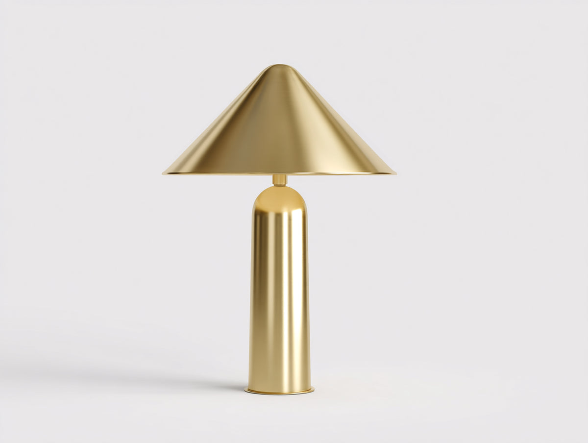 Lampe de bureau 35×35×55 cm - métal doré finition brillante - abat-jour conique style contemporain pour chambre à coucher