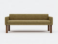 Banc tapissé 140×45×45 cm - tissu beige - accoudoirs intégrés style contemporain pour chambre à coucher